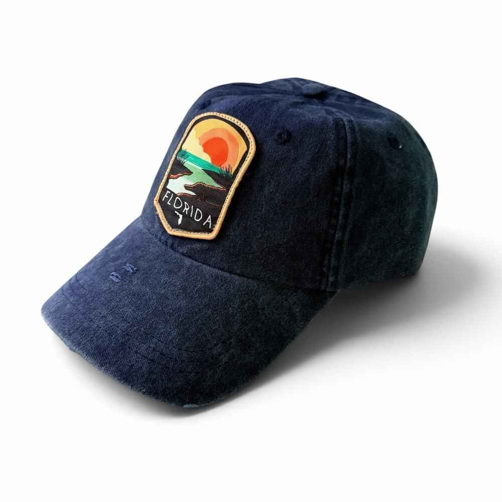 Florida Sunset Patch Baseball Cap The Easy Life Adjustable Strap Blue Hat NWT